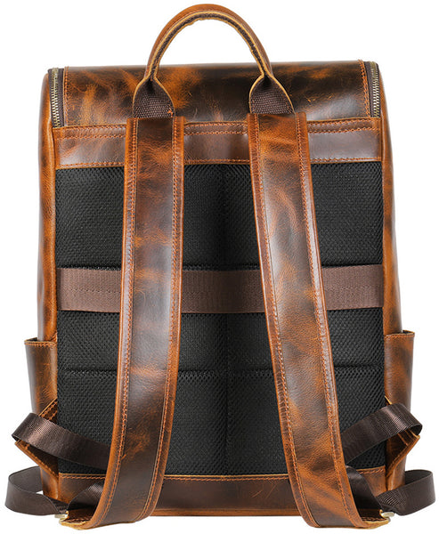 DEEPKEE original nubuck handmade full-grain genuine leather cowhide bag Octavius Outdoor Multifunctional Backpack No.7422