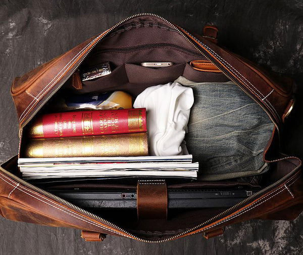 DEEPKEE original nubuck handmade full-grain genuine leather cowhide bag DEEPKEE LEATHER | The Lincoln Travel Bag No.30075