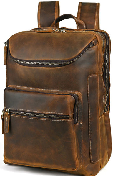 DEEPKEE original nubuck handmade full-grain genuine leather cowhide bag Leather Satchel Backpack #1430