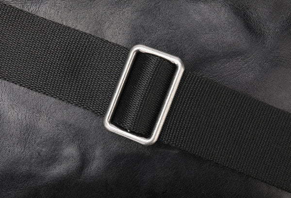 DEEPKEE original nubuck handmade full-grain genuine leather cowhide bag Black Cool Leather 10 inches Large Zipper Messenger Bag Handbag Shoulder Bag For Men