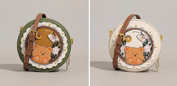 DEEPKEE original nubuck handmade full-grain genuine leather cowhide bag DEEPKEE HANDMADE LEATHER Miss Gail Luxury OOTD Round Crossbody Bag #G1144