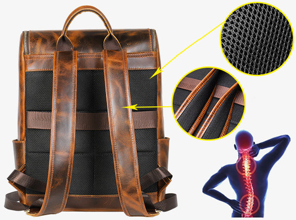 DEEPKEE original nubuck handmade full-grain genuine leather cowhide bag Octavius Outdoor Multifunctional Backpack No.7422