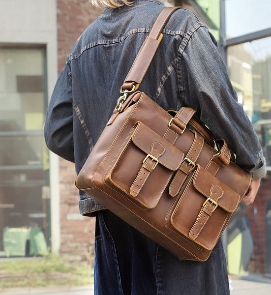 DEEPKEE original nubuck handmade full-grain genuine leather cowhide bag TOP GRAIN LEATHER BRIEFCASE BAG #3133