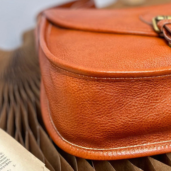 DEEPKEE original nubuck handmade full-grain genuine leather cowhide bag Leather Saddle Satchel Bag #1109