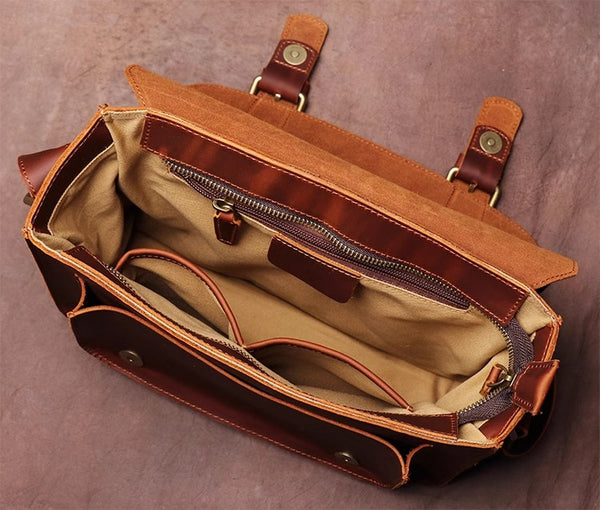 DEEPKEE original nubuck handmade full-grain genuine leather cowhide bag DEEPKEE LEATHER | Patt Portable Messenger Bag No.255