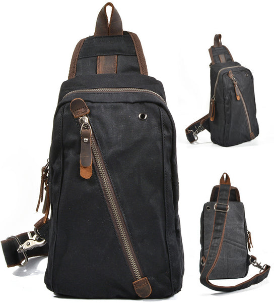 DEEPKEE original nubuck handmade full-grain genuine leather cowhide bag Deepkee Canvas Diagonal Bag #6018