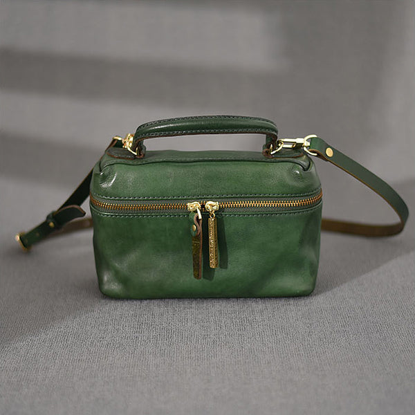 DEEPKEE original nubuck handmade full-grain genuine leather cowhide bag DEEPKEE Vegetable Tanned Cowhide Niche Premium Hand Small Square Bag #231006