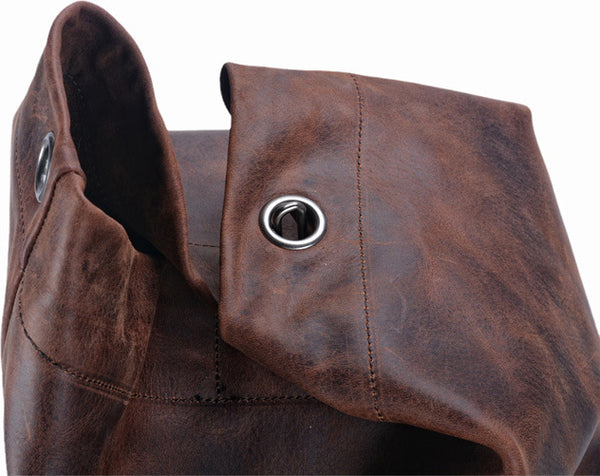 DEEPKEE original nubuck handmade full-grain genuine leather cowhide bag DEEPKEE HANDMADE LEATHER® American military style motorcycle tail bow Crossbody Bag #5110ZP