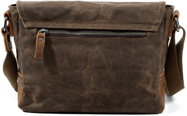 DEEPKEE original nubuck handmade full-grain genuine leather cowhide bag Waxed Canvas Mens Waterproof Side Bag, Courier Bag, Messenger Bag for Men.