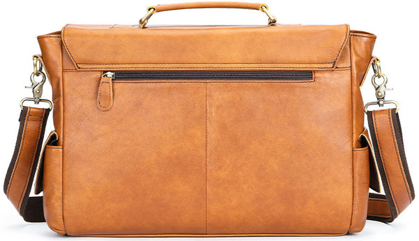 DEEPKEE original nubuck handmade full-grain genuine leather cowhide bag DEEPKEE® HANDMADE LEATHER BRIEFCASE #8942