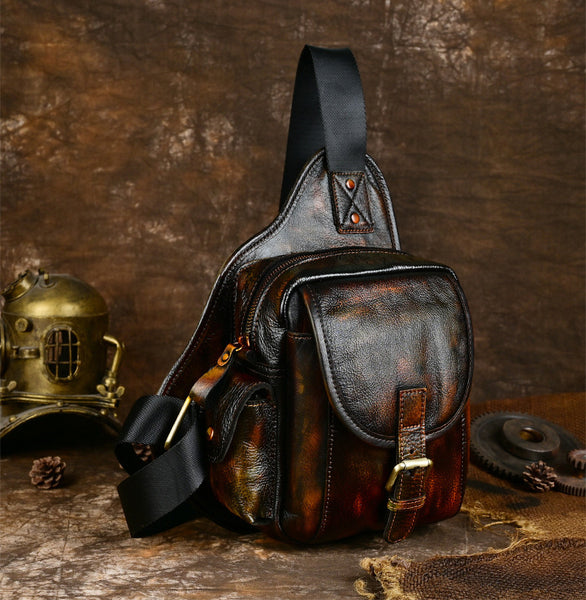 DEEPKEE original nubuck handmade full-grain genuine leather cowhide bag Handiwork Side Belt Bag No.SF903