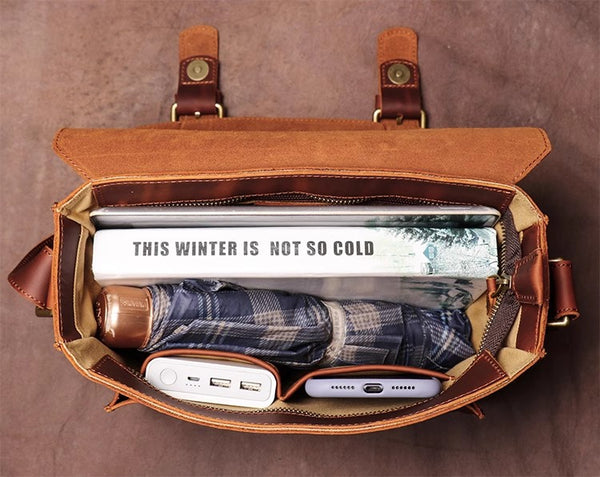 DEEPKEE original nubuck handmade full-grain genuine leather cowhide bag DEEPKEE LEATHER | Patt Portable Messenger Bag No.255