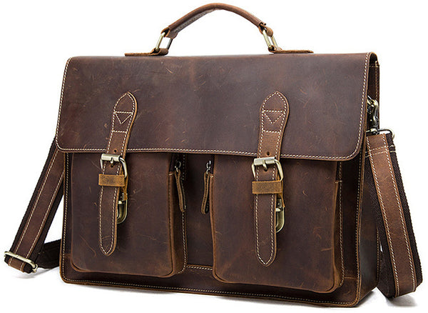 DEEPKEE original nubuck handmade full-grain genuine leather cowhide bag The Classic cowhide men's handbag briefcase #9033