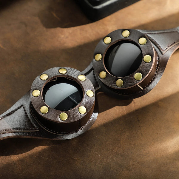 DEEPKEE original nubuck handmade full-grain genuine leather cowhide bag Personalized Steampunk Style Cosplay Goggle #FGS007CF