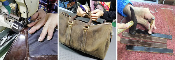 DEEPKEE original nubuck handmade full-grain genuine leather cowhide bag The Borsone Duffel Bag #1125