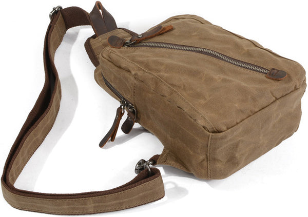 DEEPKEE original nubuck handmade full-grain genuine leather cowhide bag Deepkee Canvas Diagonal Bag #6018