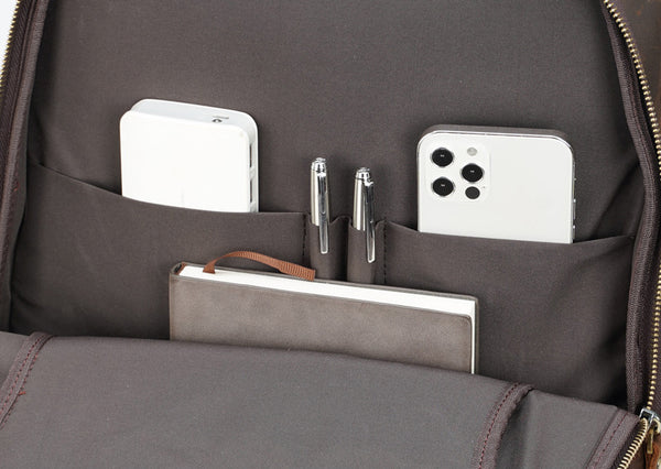 DEEPKEE original nubuck handmade full-grain genuine leather cowhide bag Deepkee Full-grain Leather Large Capacity Travel Cowhide Backpack #3709