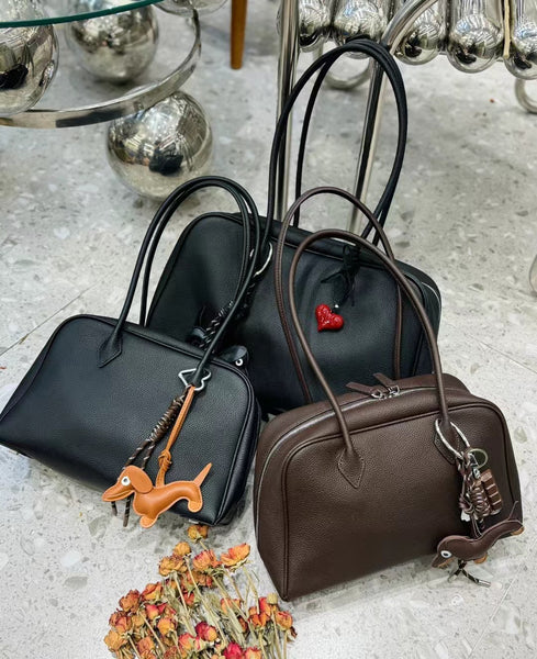 DEEPKEE original nubuck handmade full-grain genuine leather cowhide bag DEEPKEE 手工真皮保齡球包 togo波士頓包 枕頭包 MN24101801號