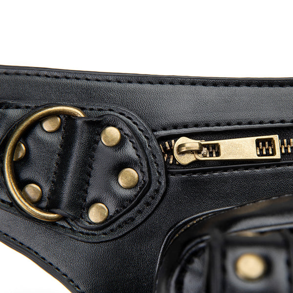 DEEPKEE original nubuck handmade full-grain genuine leather cowhide bag Steampunk retro motorcycle chain bag HG043