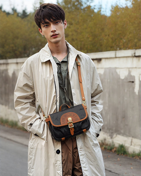 DEEPKEE original nubuck handmade full-grain genuine leather cowhide bag Literary Style Pleated, Vintage Messenger Bag No.190670