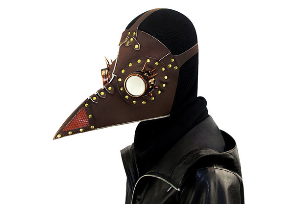 DEEPKEE original nubuck handmade full-grain genuine leather cowhide bag Steampunk Plague Beak Mask #HG073