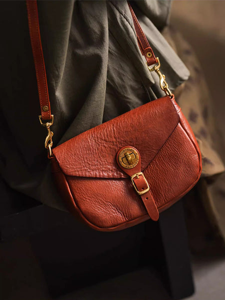 DEEPKEE original nubuck handmade full-grain genuine leather cowhide bag Handicraft Pure Leather Saddle Bag #43022