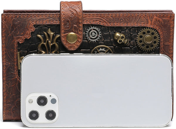 DEEPKEE original nubuck handmade full-grain genuine leather cowhide bag DEEPKEE High-end Embossed Leather Wallet #ZPBG189BN