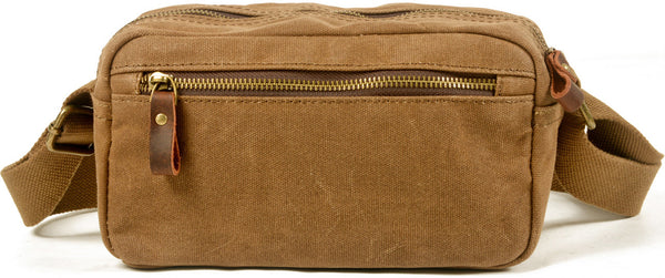 DEEPKEE original nubuck handmade full-grain genuine leather cowhide bag Leather&Canvas Fanny Pack Bag #5032