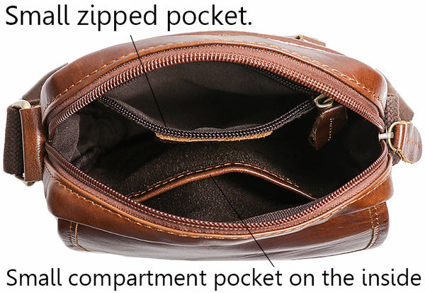 DEEPKEE original nubuck handmade full-grain genuine leather cowhide bag The Coarse Compact Vintage Leather Crossbody Bag #632-1