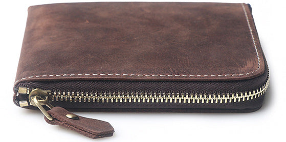 DEEPKEE original nubuck handmade full-grain genuine leather cowhide bag DEEPKEEE HANDMADE | Kay Lite Shorter Leather Wallet No.192