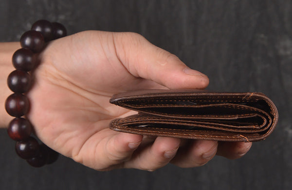 DEEPKEE original nubuck handmade full-grain genuine leather cowhide bag DEEPKEE LEATHER | Soft Cowhide Wallet No.1989