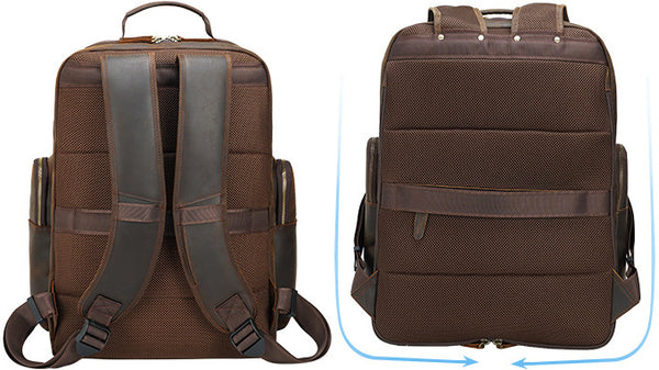 DEEPKEE original nubuck handmade full-grain genuine leather cowhide bag Deepkee Full-grain Leather Large Capacity Travel Cowhide Backpack #3709