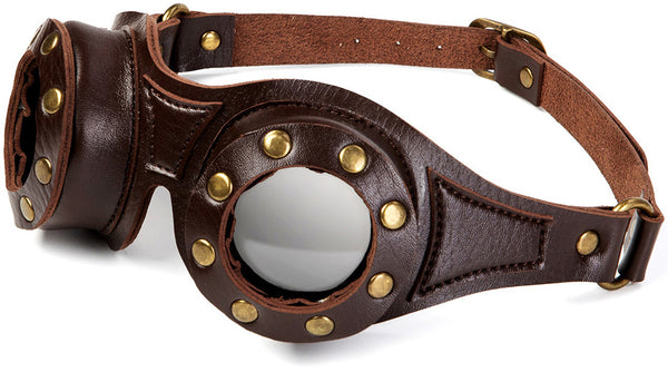 DEEPKEE original nubuck handmade full-grain genuine leather cowhide bag Personalized Steampunk Style Cosplay Goggle #FGS007CF