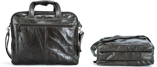 DEEPKEE original nubuck handmade full-grain genuine leather cowhide bag Deepkee Handicraft Leather Cowhide 15.6'' Briefcase Handbag #9912