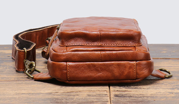 DEEPKEE original nubuck handmade full-grain genuine leather cowhide bag Winston Hand-scratch Crossbody Sling Bags No.30295