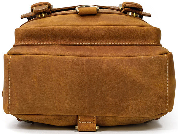 DEEPKEE original nubuck handmade full-grain genuine leather cowhide bag Alfred Leather Satchel Backpack No.1038