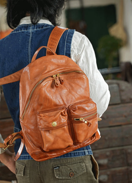 DEEPKEE original nubuck handmade full-grain genuine leather cowhide bag Deepkee Leather Horsehide or Sheephide Backpack #31005_1