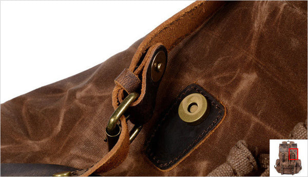 DEEPKEE original nubuck handmade full-grain genuine leather cowhide bag Classic Oil-Wax Canvas Drawstring Backpack #6105Z