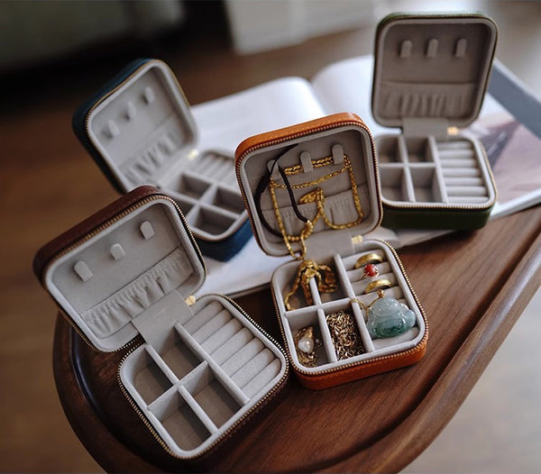 DEEPKEE original nubuck handmade full-grain genuine leather cowhide bag Refined Mini Jewelry Box #D11796