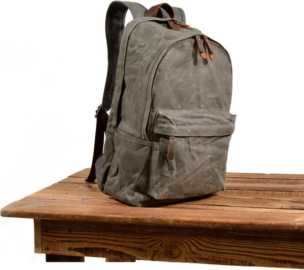 DEEPKEE original nubuck handmade full-grain genuine leather cowhide bag Deepkee Handmade Leather&Waxed-Canvas Weekend Travel Backpack #6023