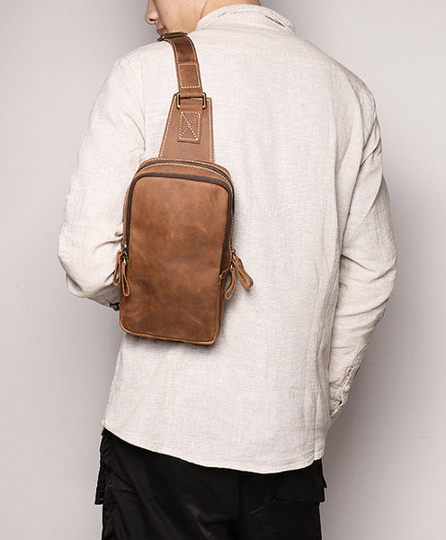 DEEPKEE original nubuck handmade full-grain genuine leather cowhide bag Leather Sling Crossbody Bag No.1078