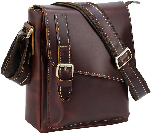 DEEPKEE original nubuck handmade full-grain genuine leather cowhide bag DEEPKEE Leather Side Bag 10 inches Messenger Bag P2112FS