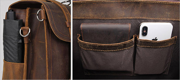 DEEPKEE original nubuck handmade full-grain genuine leather cowhide bag WILD CRAZY HORSE COWHIDE LEATHER BRIEFCASE #7370R