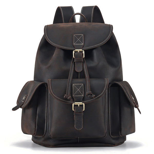 DEEPKEE original nubuck handmade full-grain genuine leather cowhide bag The DEEPKEE Vacationer Backpack #6643