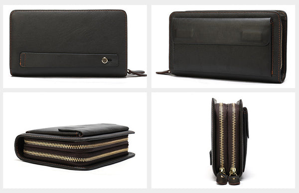 DEEPKEE original nubuck handmade full-grain genuine leather cowhide bag Deepkee Cowhide Single/Double-Layered Zip Wallet #9069