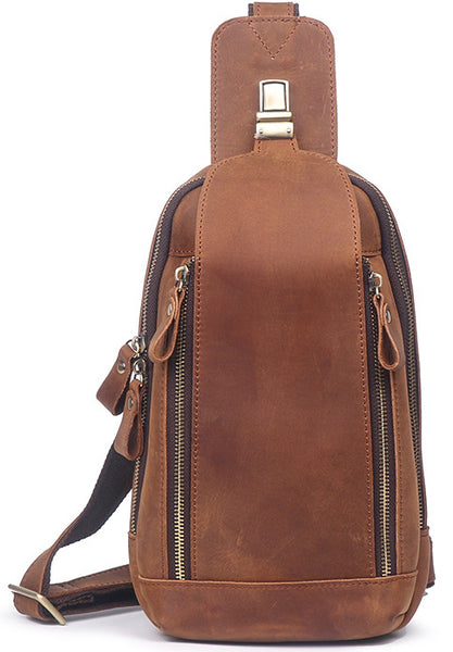 DEEPKEE original nubuck handmade full-grain genuine leather cowhide bag Packers Close-fitting Chest Bag No.30248