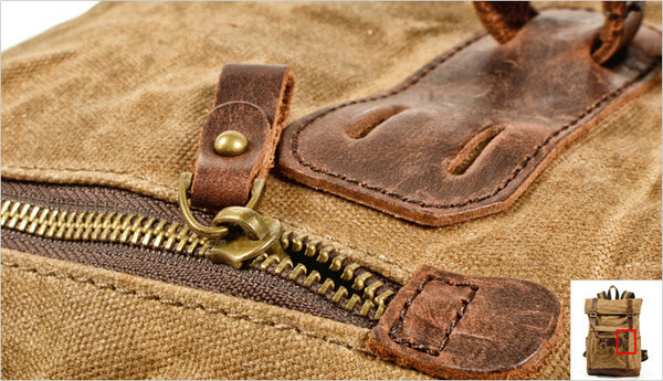 DEEPKEE original nubuck handmade full-grain genuine leather cowhide bag Outdoor mountaineering bag/rider motorcycle backpack No6896LA