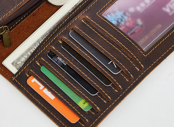 DEEPKEE original nubuck handmade full-grain genuine leather cowhide bag The Long Wallet #2043