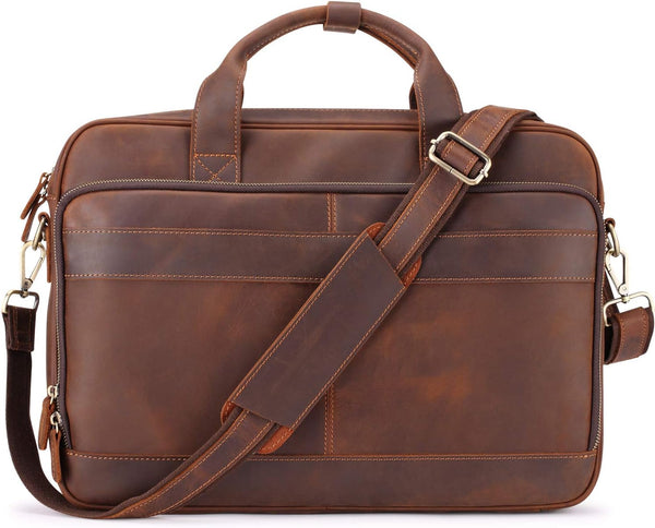 DEEPKEE original nubuck handmade full-grain genuine leather cowhide bag The Reagan Cowhide Briefcase #3359