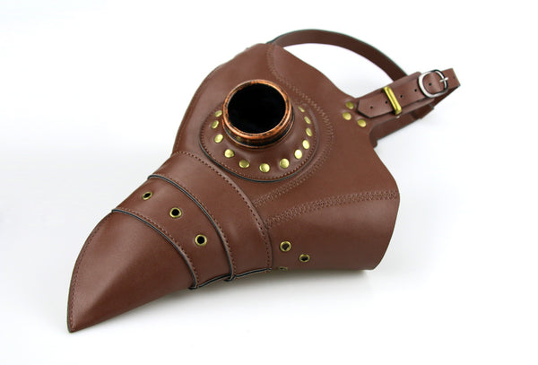 DEEPKEE original nubuck handmade full-grain genuine leather cowhide bag Steampunk Plague Doctor Bird Mask Long Nose Beak Halloween Costume #HG080